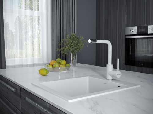 Смеситель для кухни Paulmark HONNER Ho212018-WH на мойку белый - фото 2